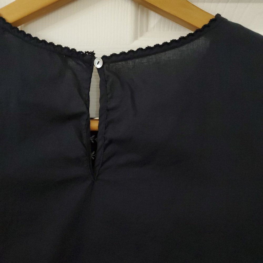 Sezane by Morgane Sezalory Embroidered Boho Navy Cotton Top - Picture 7 of 16